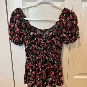 Almost Famous Black Floral Blouse
